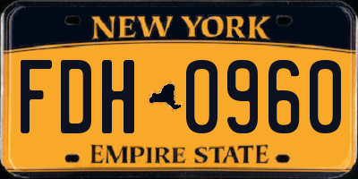 NY license plate FDH0960