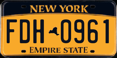 NY license plate FDH0961