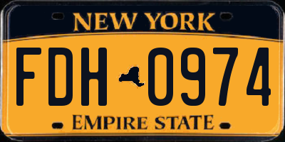 NY license plate FDH0974