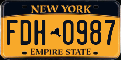 NY license plate FDH0987