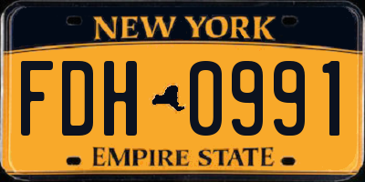 NY license plate FDH0991