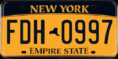 NY license plate FDH0997