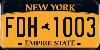 NY license plate FDH1003