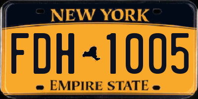 NY license plate FDH1005