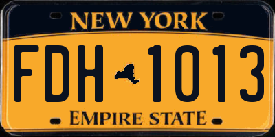 NY license plate FDH1013