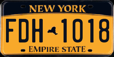 NY license plate FDH1018