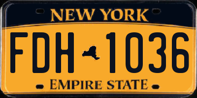 NY license plate FDH1036
