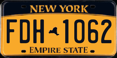 NY license plate FDH1062