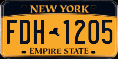 NY license plate FDH1205