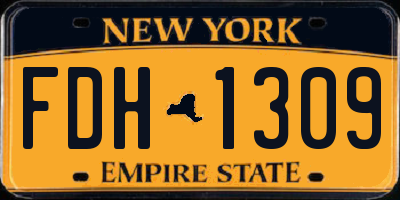 NY license plate FDH1309