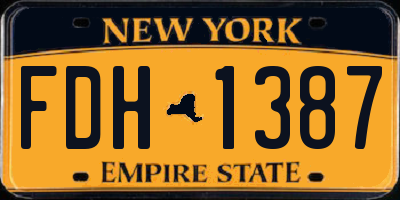 NY license plate FDH1387