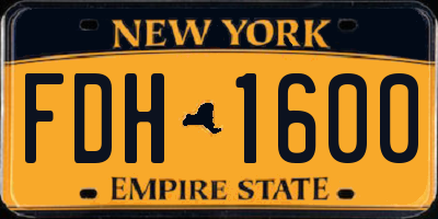 NY license plate FDH1600