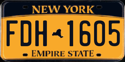 NY license plate FDH1605