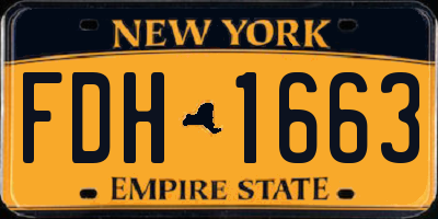 NY license plate FDH1663