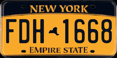 NY license plate FDH1668