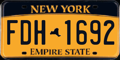 NY license plate FDH1692