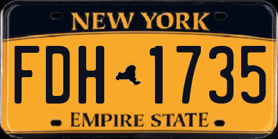 NY license plate FDH1735
