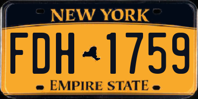 NY license plate FDH1759