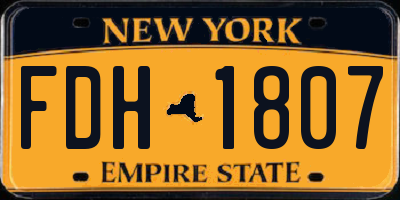 NY license plate FDH1807