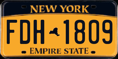 NY license plate FDH1809
