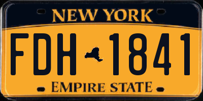 NY license plate FDH1841