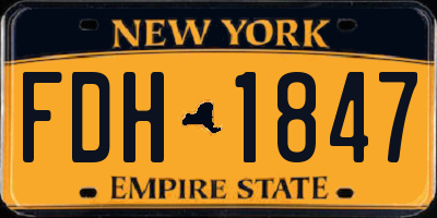 NY license plate FDH1847