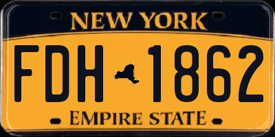 NY license plate FDH1862