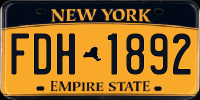NY license plate FDH1892