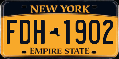 NY license plate FDH1902