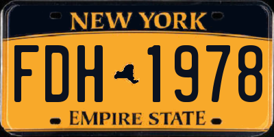 NY license plate FDH1978