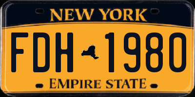 NY license plate FDH1980