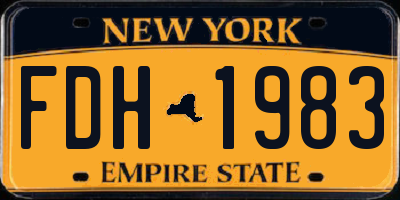 NY license plate FDH1983