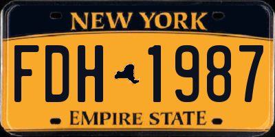 NY license plate FDH1987