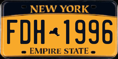 NY license plate FDH1996