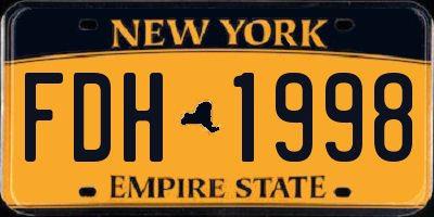 NY license plate FDH1998