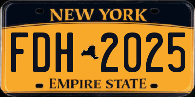 NY license plate FDH2025