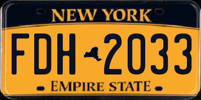 NY license plate FDH2033
