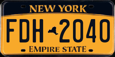 NY license plate FDH2040