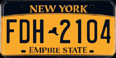 NY license plate FDH2104