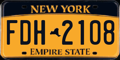 NY license plate FDH2108