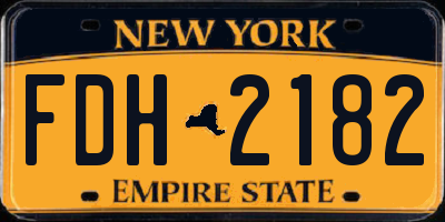 NY license plate FDH2182