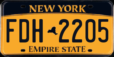 NY license plate FDH2205