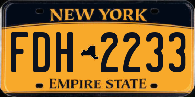 NY license plate FDH2233