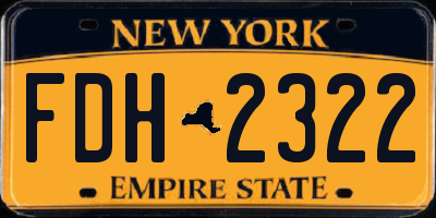 NY license plate FDH2322