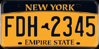 NY license plate FDH2345
