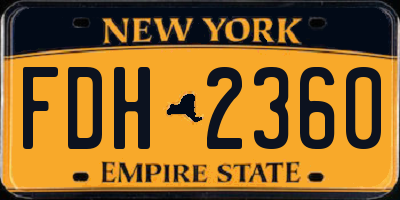 NY license plate FDH2360