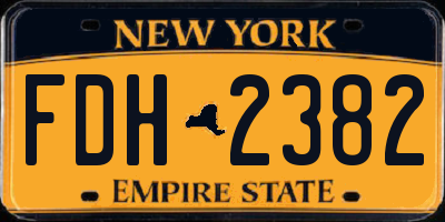 NY license plate FDH2382