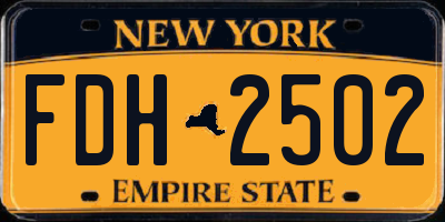 NY license plate FDH2502