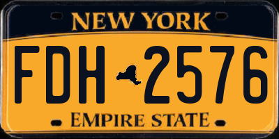 NY license plate FDH2576
