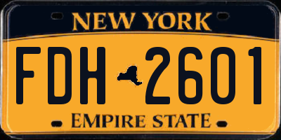 NY license plate FDH2601